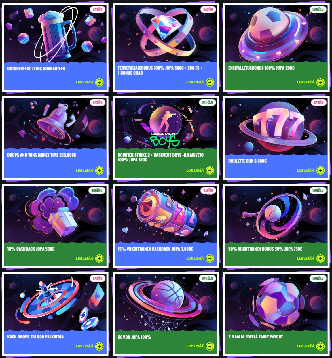 Bonukset ja kampanjat Lunubetillä