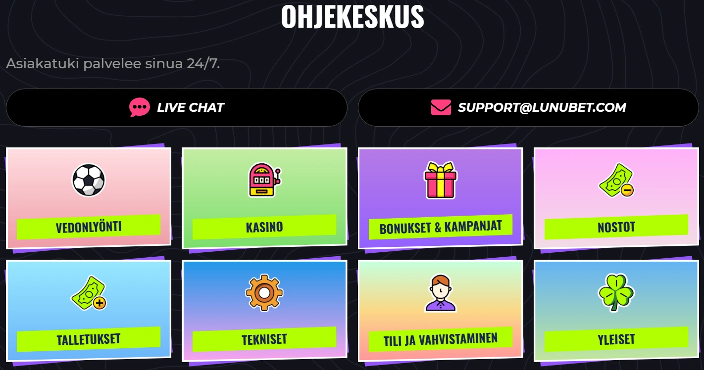 Asiakaspalvelu Lunubetillä