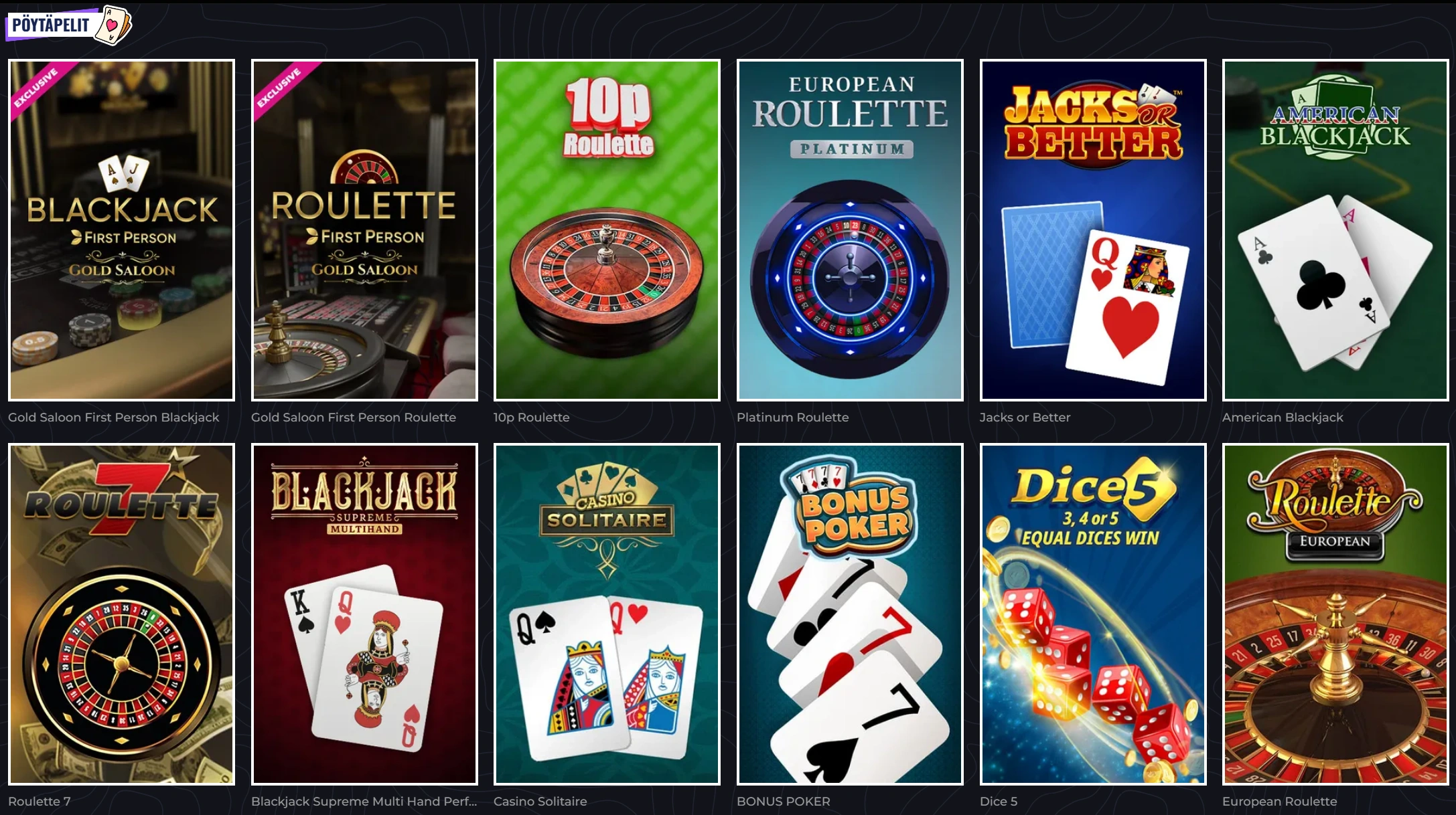 LunuBet Pöytäpelit